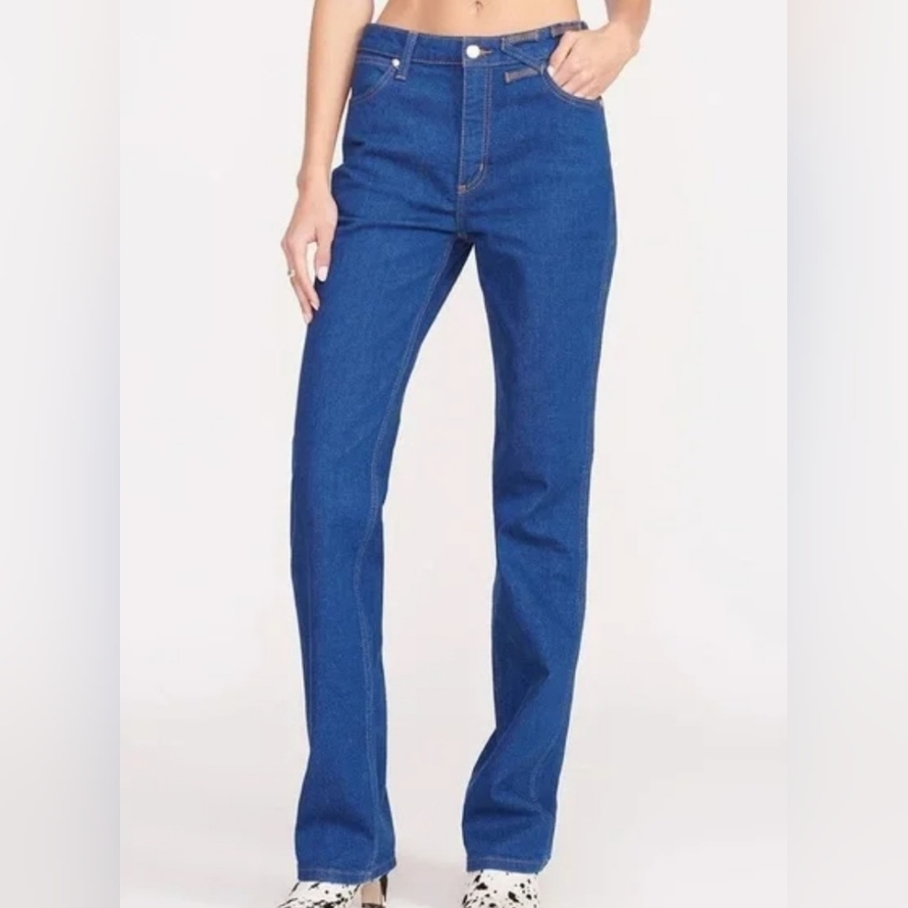 STAUD X Wrangler Dark Blue Women's Regular Cut Jeans